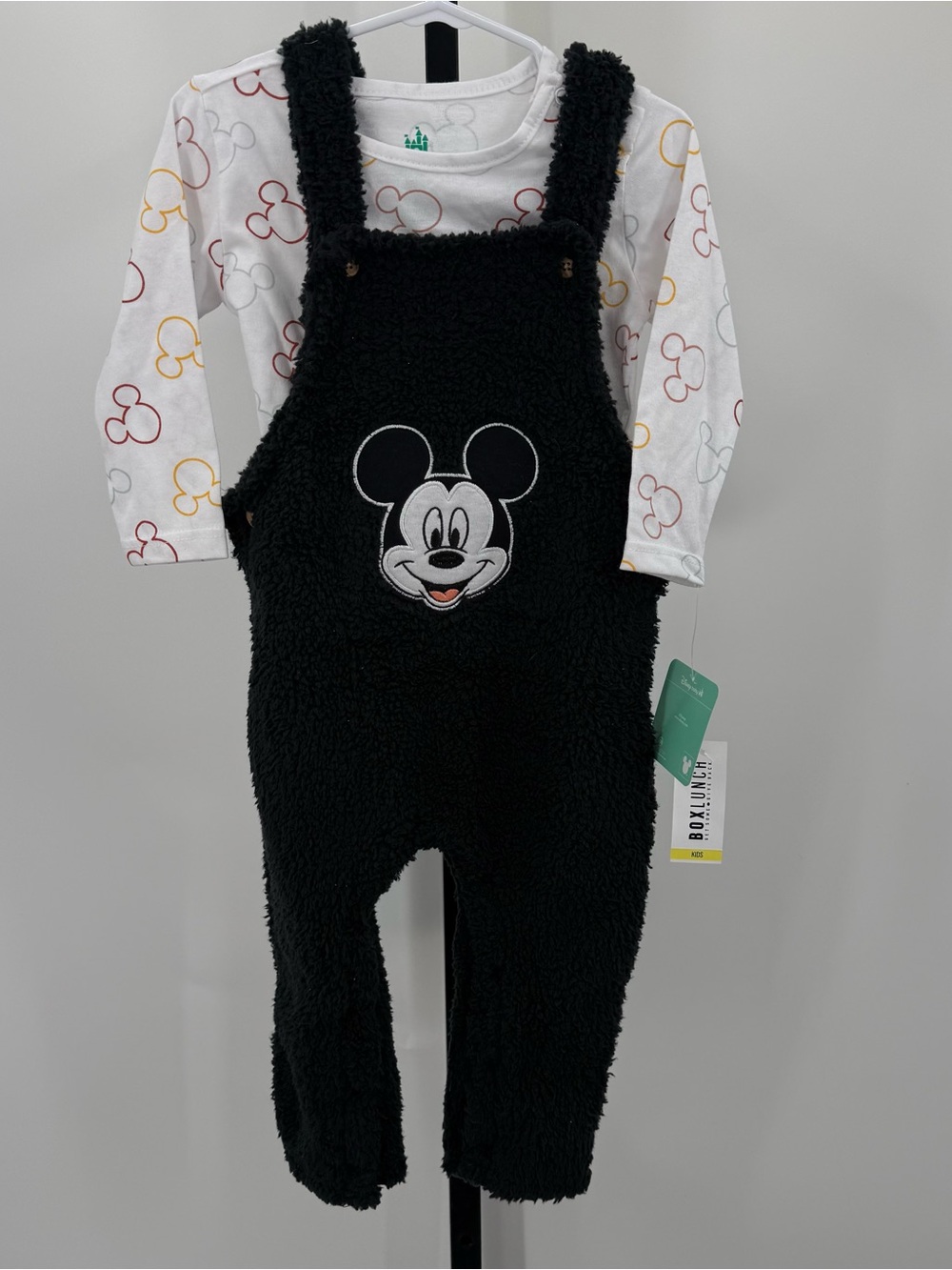 Disney Baby Mickey Sherpa Overall Set Black & White